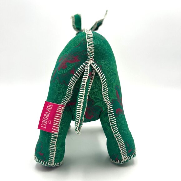 Handmade Green & Pink Floral Damask Fabric Rhino, Baby Shower, Kids Room Decor - Picture 4 of 9